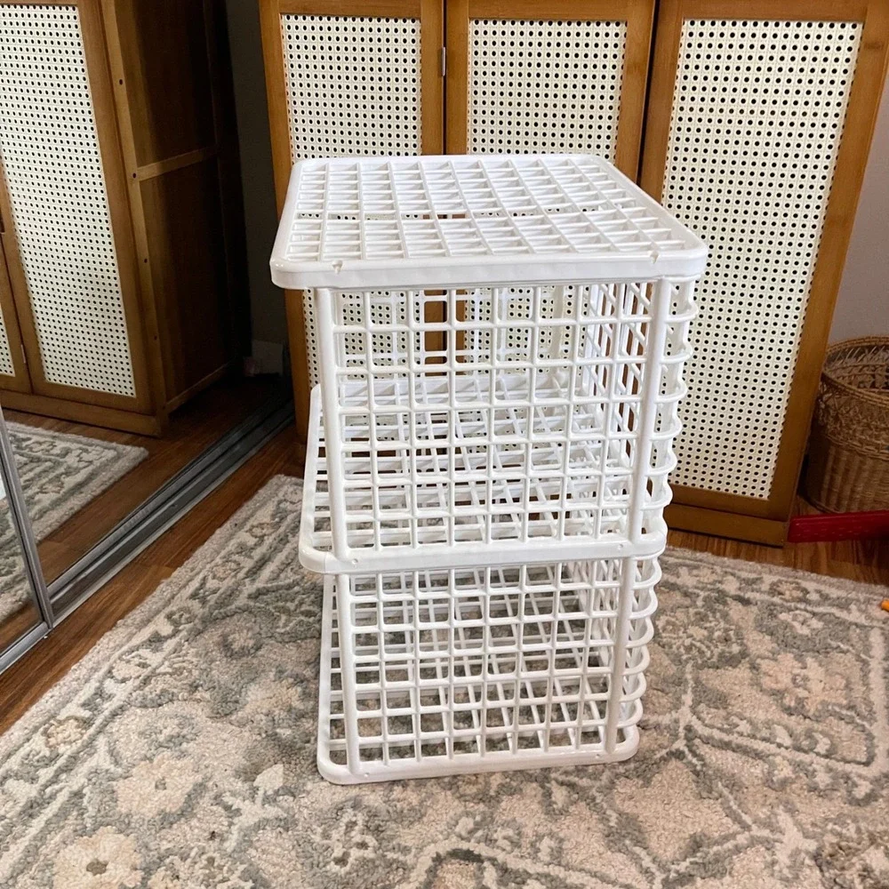 VTG 90s white Yaffa Blocks Plastic Storage Bins Crate 2 Shelf Basic Line